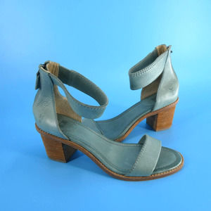 Frye | Women's Brielle Back Zip Sandal Heels, Blue, 9